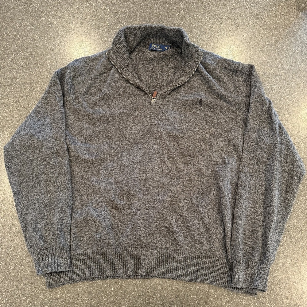 Polo Ralph Lauren Estate Rib Quarter Zip Pullover Sweater Grey Men's 4XB Prepp